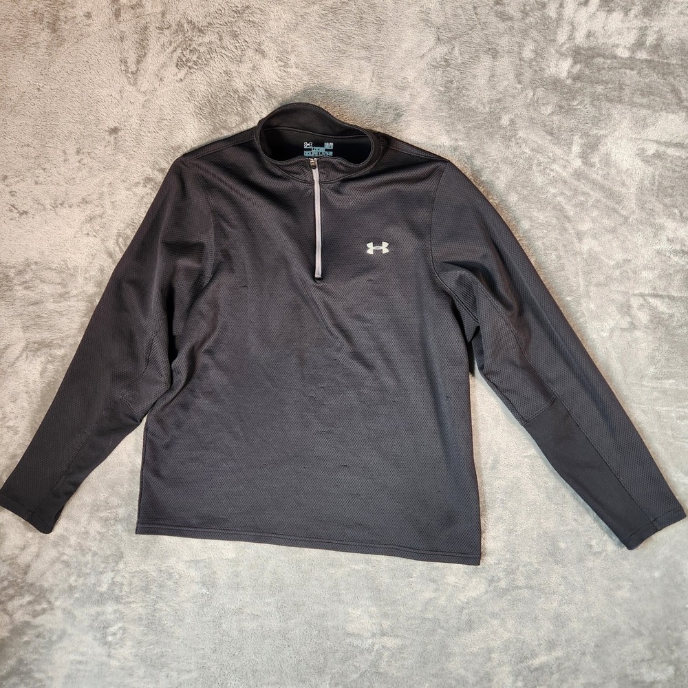 Under Armour 1/4 Zip Pullover Mens Large Black Good Allseasongear Loose Fit